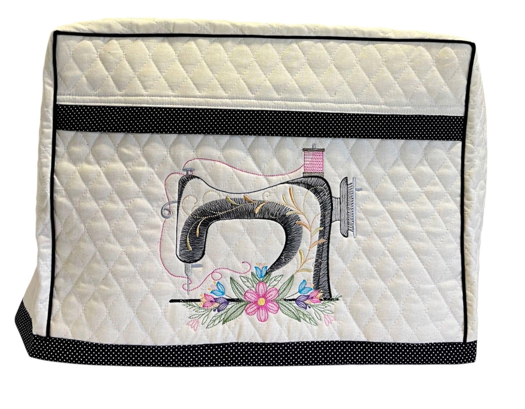 Sewing Machine Cover - Custom Embroidered with Sewing Machine & Spools