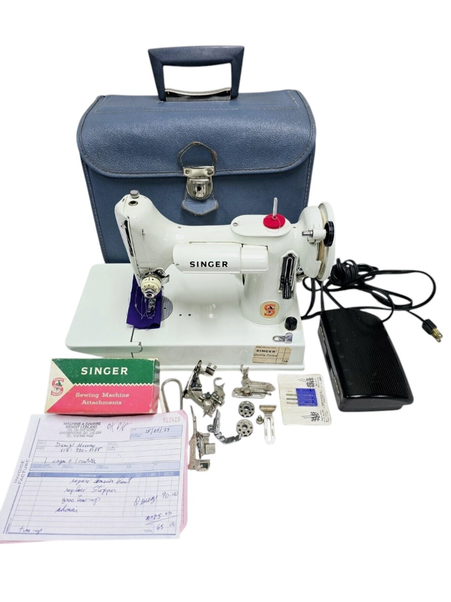White 221K Sewing Machine – Serviced, Excellent Condition with Blue Case