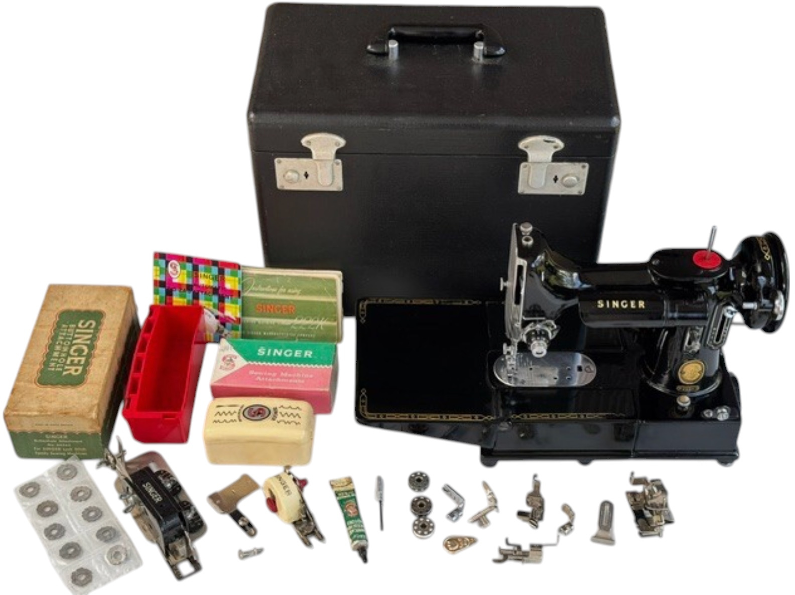 222k Featherweight Sewing Machine – Fully Serviced With Accessories + Adapter Included
