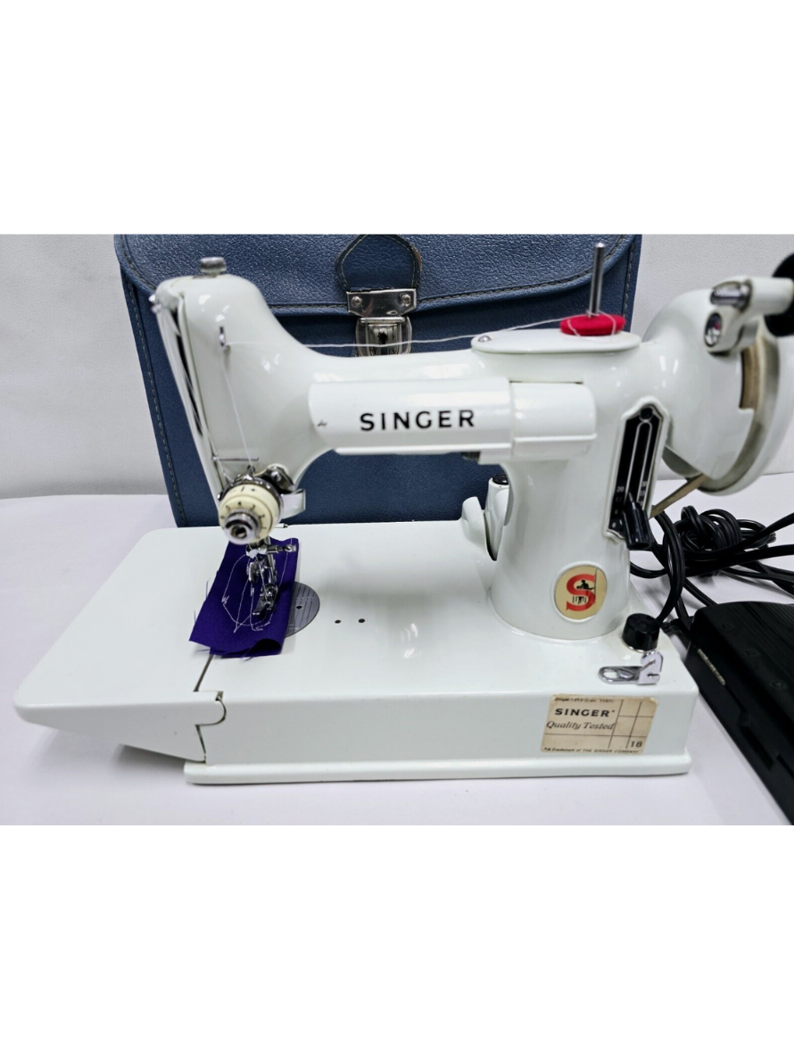 White 221K Sewing Machine – Serviced, Excellent Condition with Blue Case
