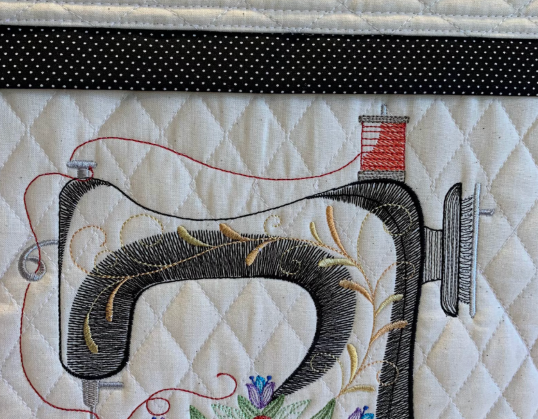 Sewing Machine Cover - Custom Embroidered with Sewing Machine & Spools