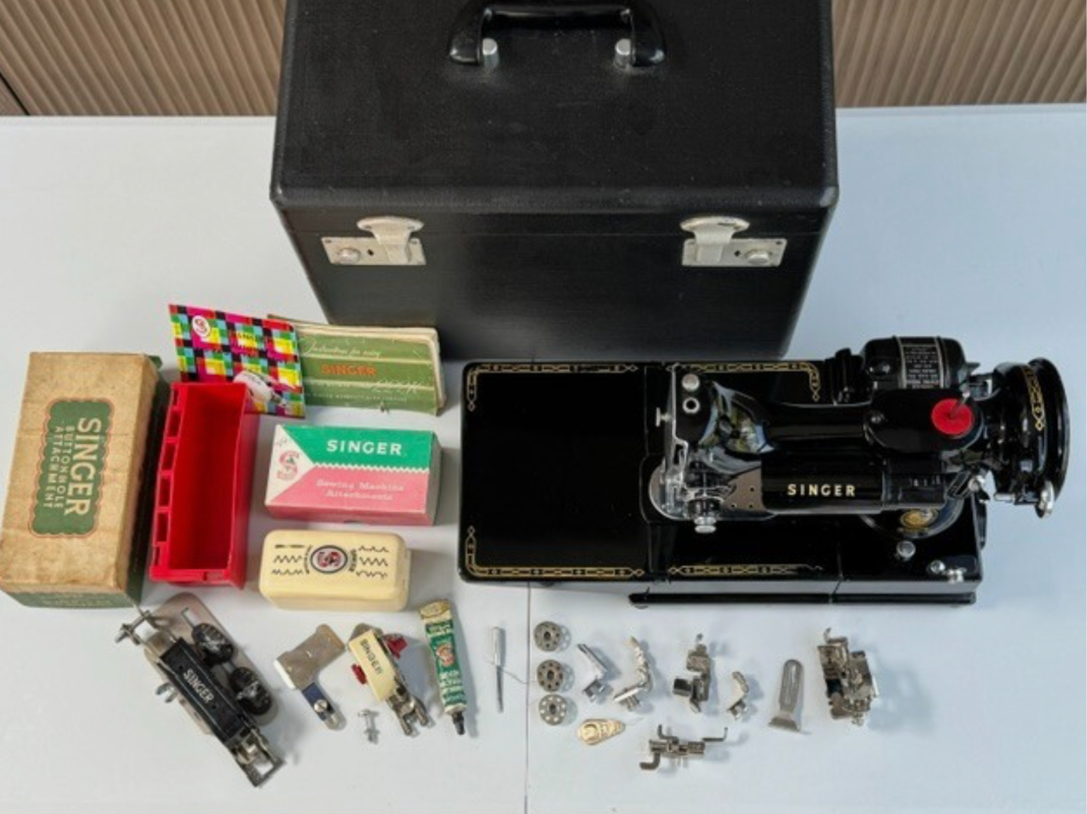 222k Featherweight Sewing Machine – Fully Serviced With Accessories + Adapter Included