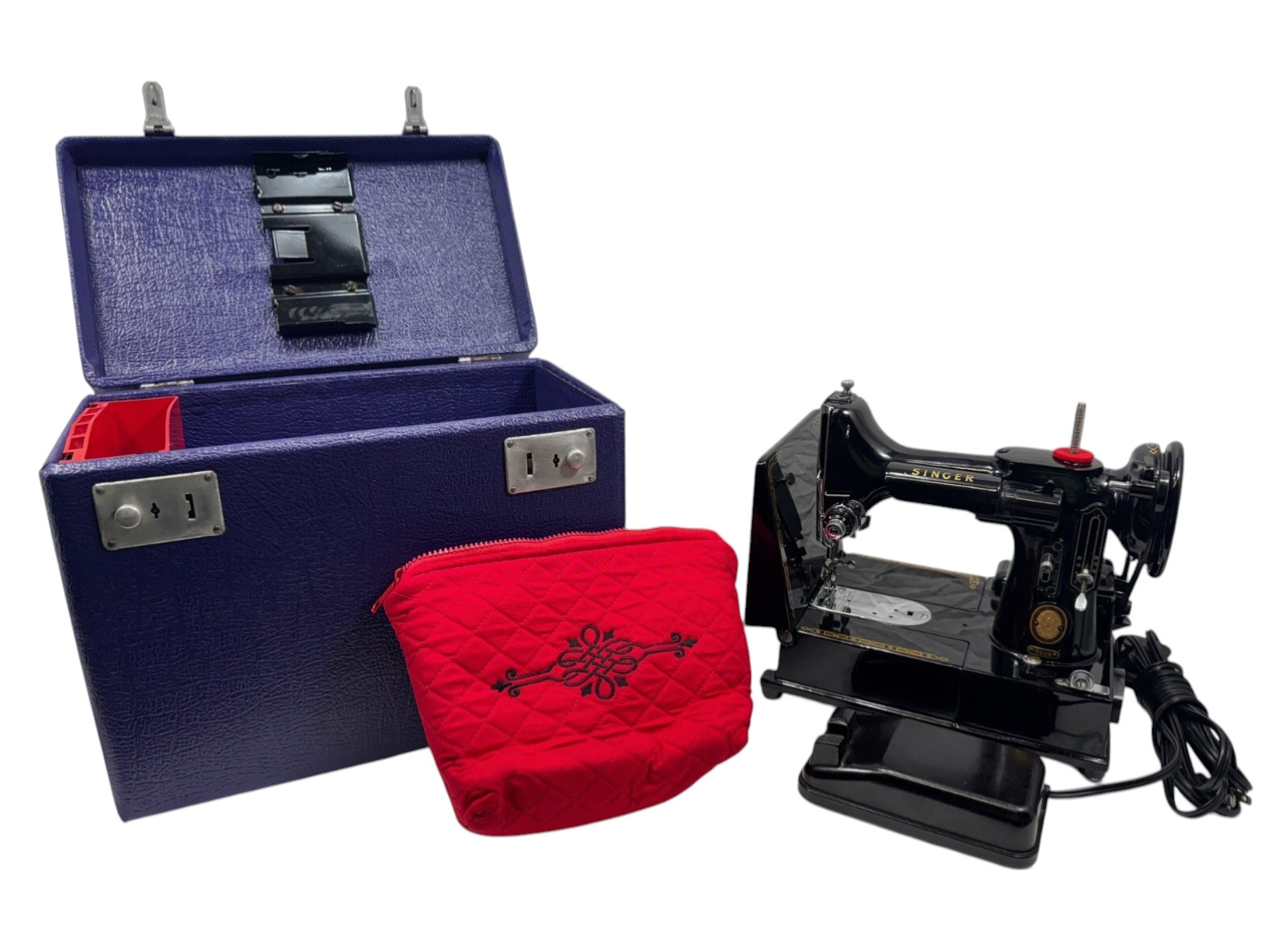 Featherweight 222k Sewing Machine, Purple Case