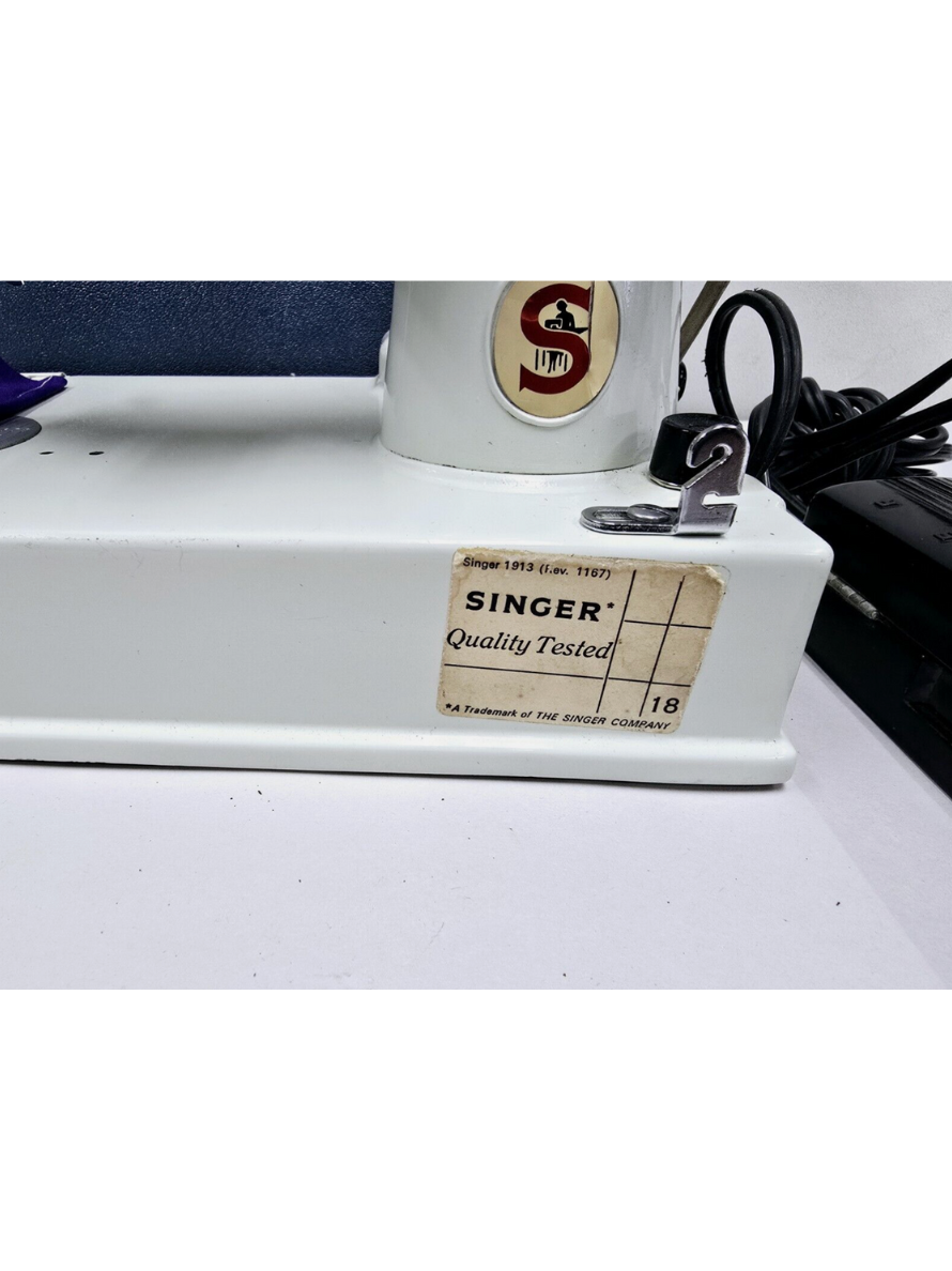 White 221K Sewing Machine – Serviced, Excellent Condition with Blue Case