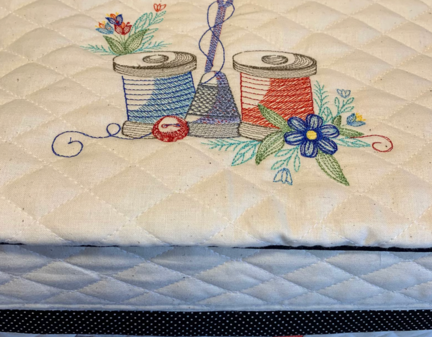 Sewing Machine Cover - Custom Embroidered with Sewing Machine & Spools